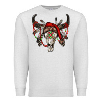 Oatmeal Heather Western Christmas Bull Skull Premium Sweatshirt - RanaPortraitStore