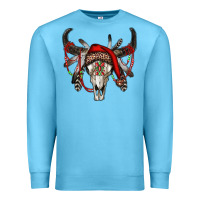 Ocean Blue Western Christmas Bull Skull Premium Sweatshirt - RanaPortraitStore