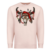 Pale Pink Western Christmas Bull Skull Premium Sweatshirt - RanaPortraitStore