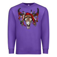 Purple Western Christmas Bull Skull Premium Sweatshirt - RanaPortraitStore