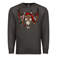 Smoke Western Christmas Bull Skull Premium Sweatshirt - RanaPortraitStore