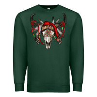 Sports Green Western Christmas Bull Skull Premium Sweatshirt - RanaPortraitStore