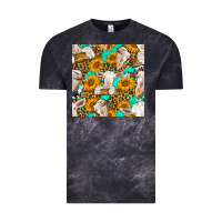 Cloud Black sunflowers and goat western seamless pattern Vintage Tee - BundleAndBundleShop