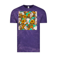 Cloud Purple sunflowers and goat western seamless pattern Vintage Tee - BundleAndBundleShop