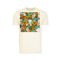 Vintage Arctic sunflowers and goat western seamless pattern Vintage Tee - BundleAndBundleShop