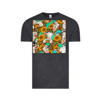 Vintage Black sunflowers and goat western seamless pattern Vintage Tee - BundleAndBundleShop