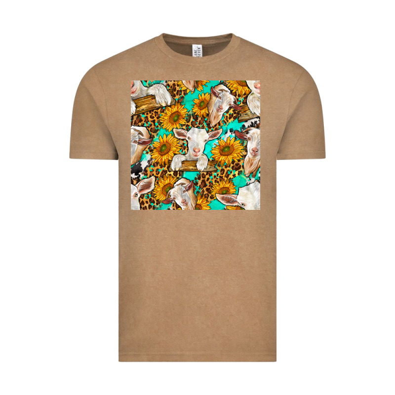 Sunflowers And Goat Western Seamless Pattern Vintage Tee by BundleAndBundleShop | Teevron