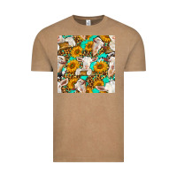 Vintage Coffee sunflowers and goat western seamless pattern Vintage Tee - BundleAndBundleShop