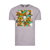 Vintage Zinc sunflowers and goat western seamless pattern Vintage Tee - BundleAndBundleShop