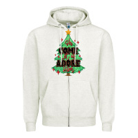 Oatmeal Heather oh come let us adore him christmas tree Zipper Hoodie - MaliasSmallBusiness