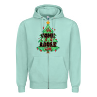 Seafoam oh come let us adore him christmas tree Zipper Hoodie - MaliasSmallBusiness
