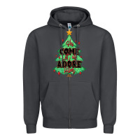 Smoke oh come let us adore him christmas tree Zipper Hoodie - MaliasSmallBusiness