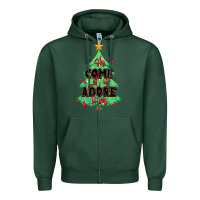 Sports Green oh come let us adore him christmas tree Zipper Hoodie - MaliasSmallBusiness