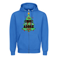 True Royal oh come let us adore him christmas tree Zipper Hoodie - MaliasSmallBusiness
