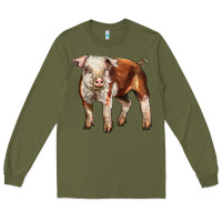 Army Green Baby Hereford Pig Long Sleeve Tee - LillyAllenDesigns