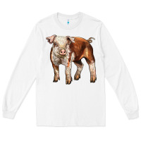 White Baby Hereford Pig Long Sleeve Tee - LillyAllenDesigns