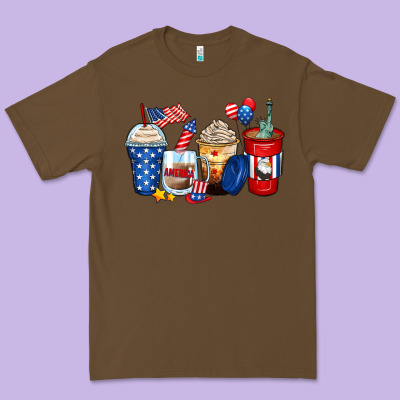 4th Of July Coffee Cups Premium Tee Designed By Zillion Design Studio