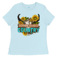 Baby Blue born and raised country tbw Ladies Tee - texasbilliewilder