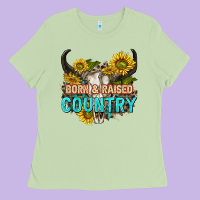 Ladies Tee born and raised country tbw