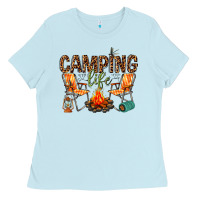Baby Blue camping life Ladies Tee - texasbilliewilder