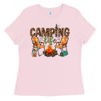 Bubblegum Pink camping life Ladies Tee - texasbilliewilder