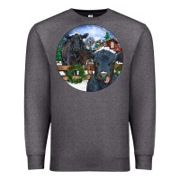Charcoal Heather Black Angus Cattle and Calf Christmas Premium Sweatshirt - RanaPortraitStore