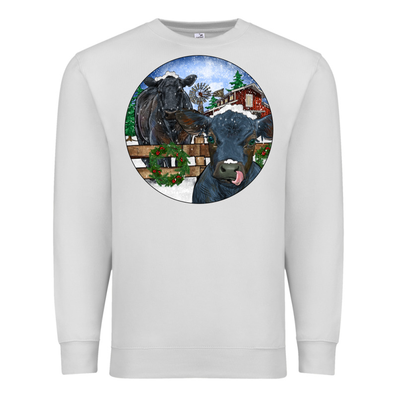 Black Angus Cattle And Calf Christmas Premium Sweatshirt by RanaPortraitStore | Teevron