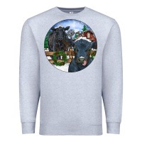 Heather Grey Black Angus Cattle and Calf Christmas Premium Sweatshirt - RanaPortraitStore