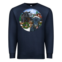 Navy Black Angus Cattle and Calf Christmas Premium Sweatshirt - RanaPortraitStore