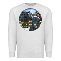 Oatmeal Heather Black Angus Cattle and Calf Christmas Premium Sweatshirt - RanaPortraitStore