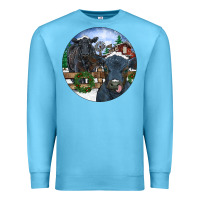 Ocean Blue Black Angus Cattle and Calf Christmas Premium Sweatshirt - RanaPortraitStore
