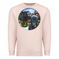 Pale Pink Black Angus Cattle and Calf Christmas Premium Sweatshirt - RanaPortraitStore