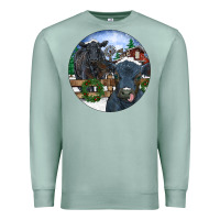 Seafoam Black Angus Cattle and Calf Christmas Premium Sweatshirt - RanaPortraitStore