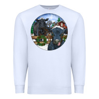 White Black Angus Cattle and Calf Christmas Premium Sweatshirt - RanaPortraitStore