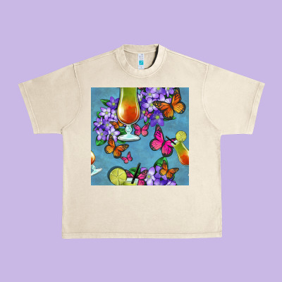 Butterfly Cocktail Urban Heavy Tee Designed By Bundleandbundleshop