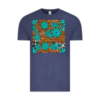 Vintage Denim leopard gemstone seamless pattern Vintage Tee - BundleAndBundleShop