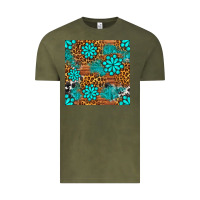Vintage Olive leopard gemstone seamless pattern Vintage Tee - BundleAndBundleShop