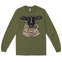 Army Green Suffolk Sheep Head Long Sleeve Tee - LillyAllenDesigns