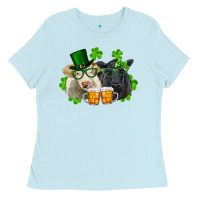 Baby Blue St. Patrick's Day Charolais And Black Angus Cows Ladies Tee - RanaPortraitStore