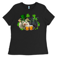 Black St. Patrick's Day Charolais And Black Angus Cows Ladies Tee - RanaPortraitStore
