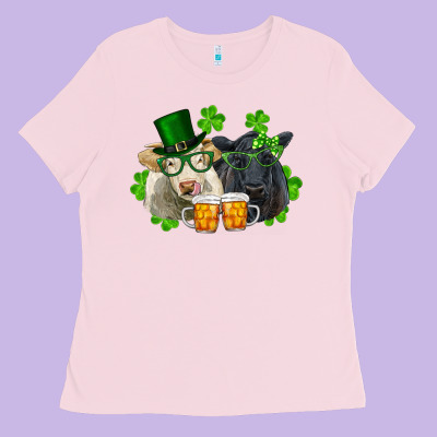 Ladies Tee St. Patrick's Day Charolais And Black Angus Cows