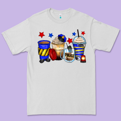 Police Coffee Cups Premium Tee Designed By Zillion Design Studio