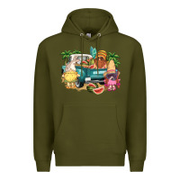 Army Green summer gnomies truck Premium Hoodie - NancyCooperArtShop