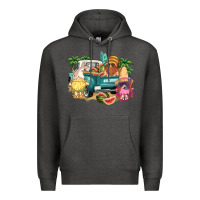 Charcoal Heather summer gnomies truck Premium Hoodie - NancyCooperArtShop