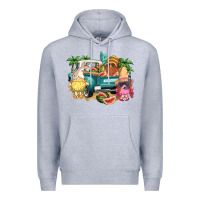 Heather Grey summer gnomies truck Premium Hoodie - NancyCooperArtShop