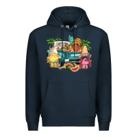 Navy summer gnomies truck Premium Hoodie - NancyCooperArtShop