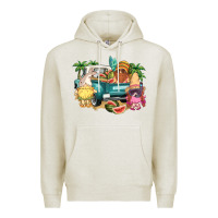 Oatmeal Heather summer gnomies truck Premium Hoodie - NancyCooperArtShop
