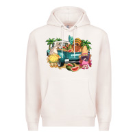 Pale Pink summer gnomies truck Premium Hoodie - NancyCooperArtShop