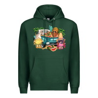 Sports Green summer gnomies truck Premium Hoodie - NancyCooperArtShop