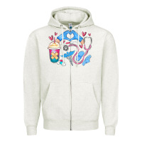Oatmeal Heather nurse life Zipper Hoodie - MaliasSmallBusiness